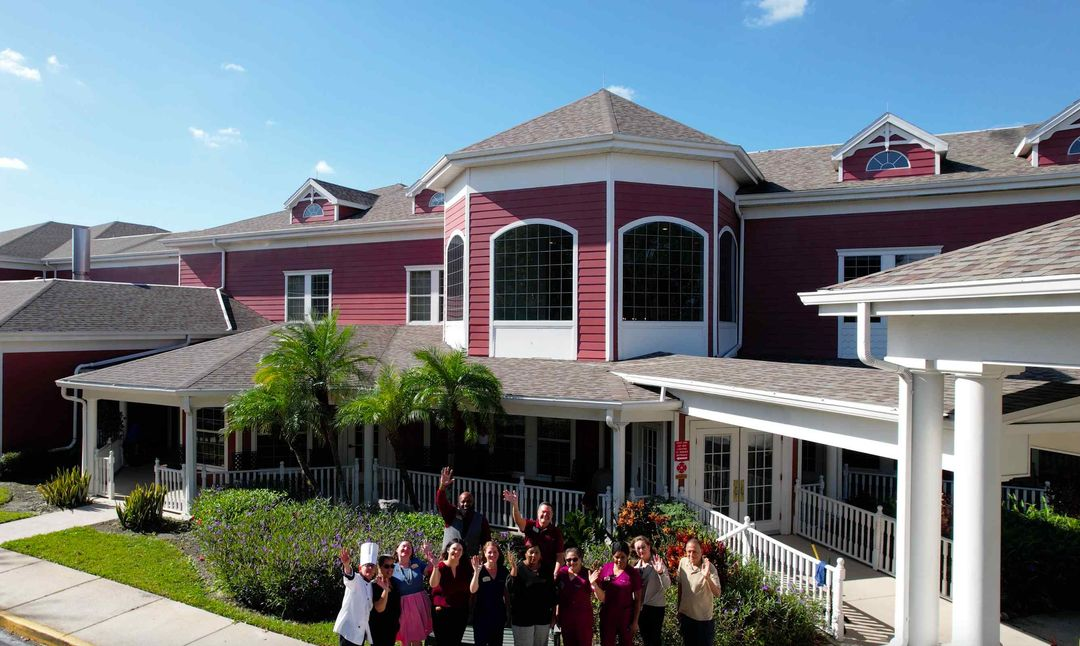 Hunters Creek Exterior with staff