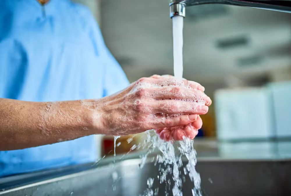 woman washing hands