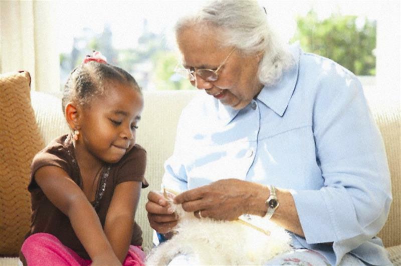 Grandmother and grand daughter together