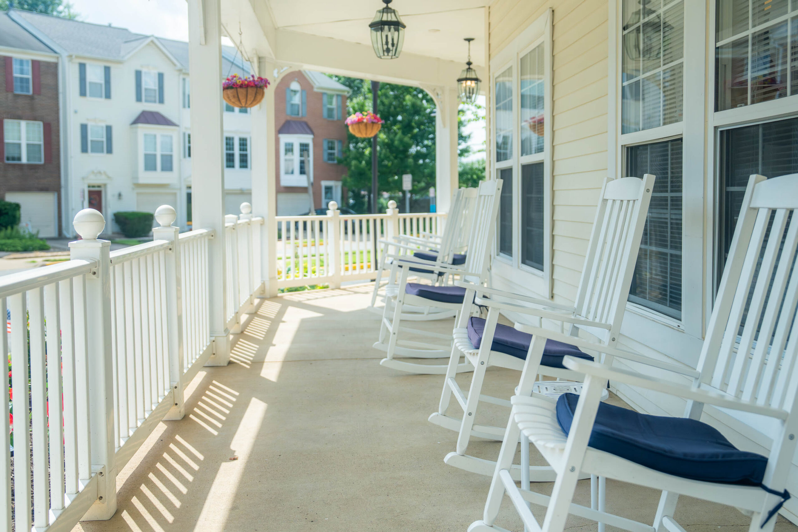 white rocking chairs on porch